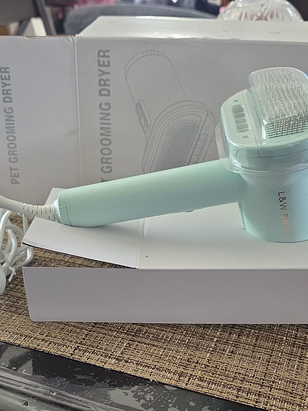 Pet Grooming Dryer and Slicker Brush - Gray/White